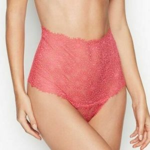 Victoria's Secret Daisy High Waist Lace Thong Panty Winter Watermelon Small NEW